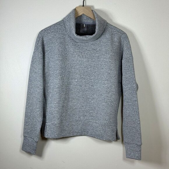 CALIA by Carrie Underwood Tops - Calia Lunar Jacquard Funnel Neck Pullover Sweatshirt Womens M Gray Side Split